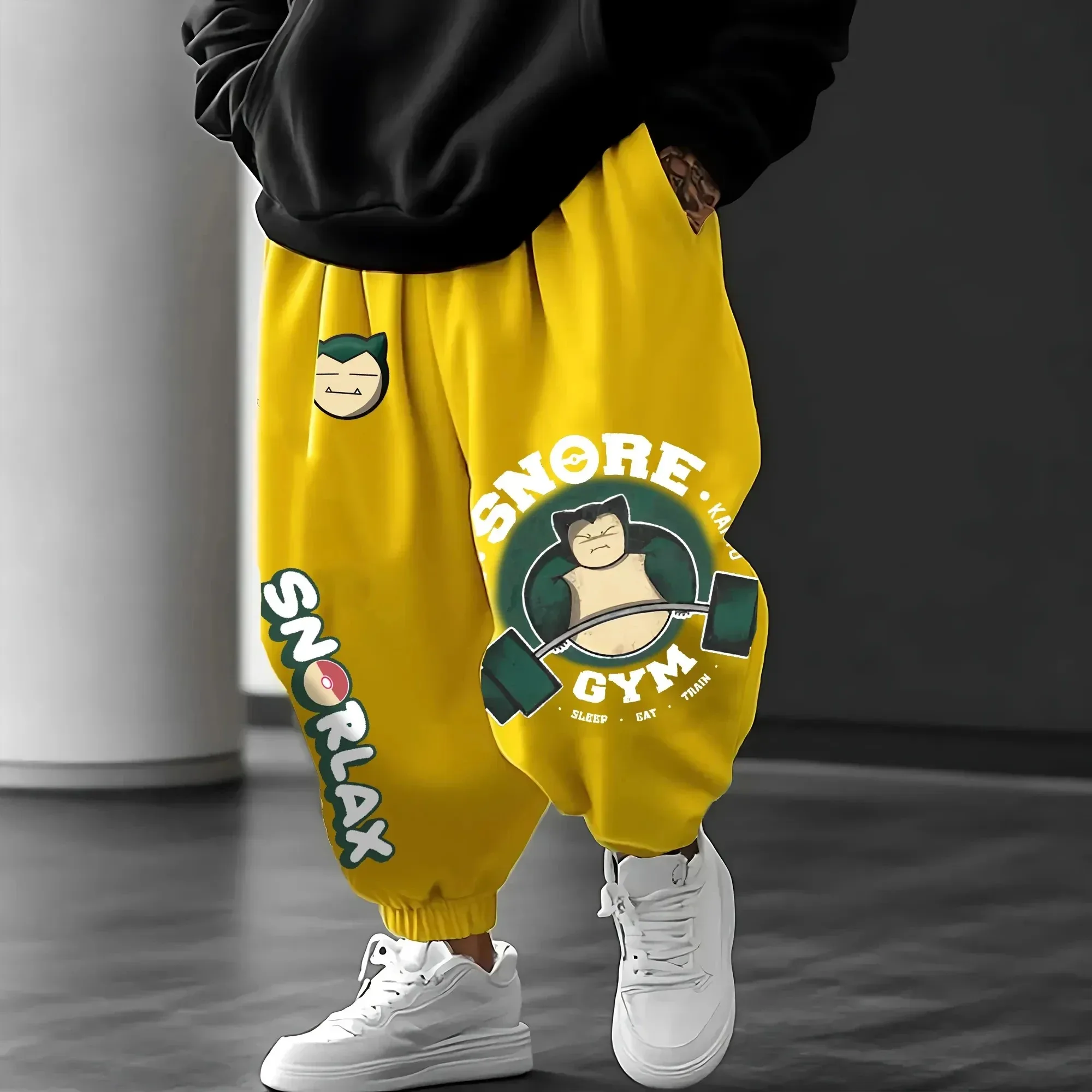 Pok É Mon أنيمي Sweatpants متعددة الوظائف 2025 الرجال الخريف والشتاء جديد اللياقة البدنية اليابان Harajuku فضفاض عادية مدبب السراويل