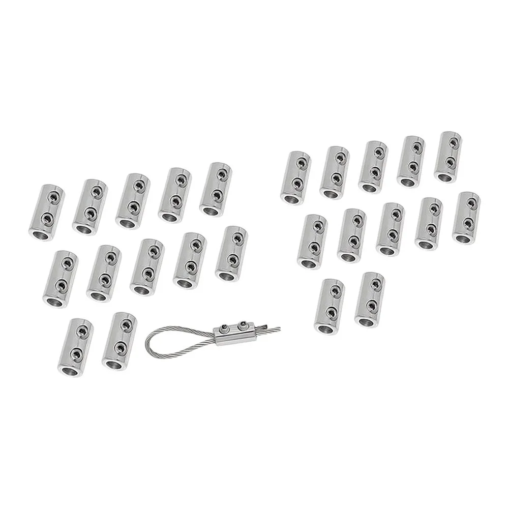 40 Pcs Double Hole Wire Rope Clips Copper Construction for 1.5mm to 2mm Wires Clothesline Anchoring and Binding