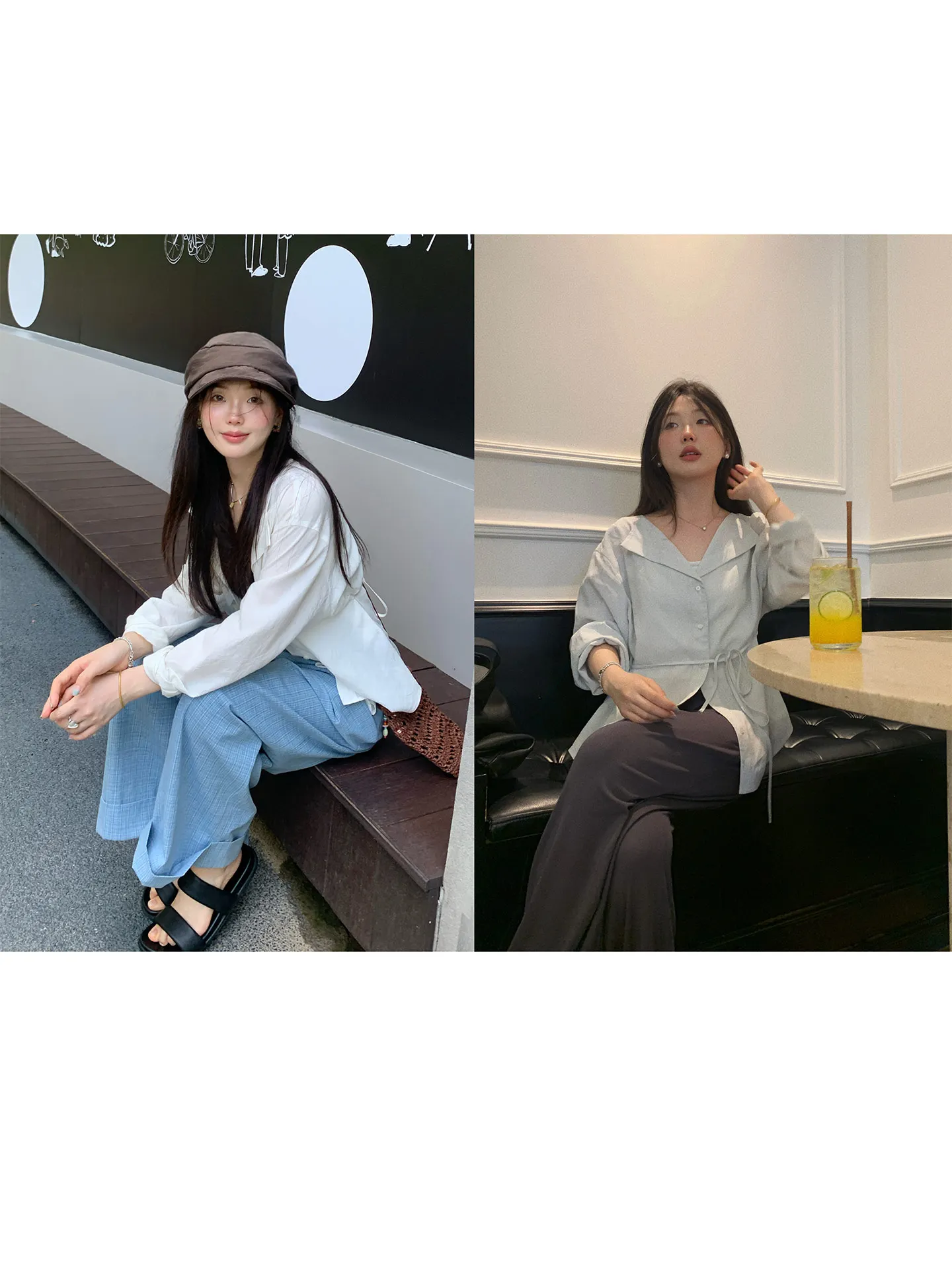 

Тонкая длинная рубашка в корейском стиле, свободного кроя, для женщин, повседневная, деловая, с зауженной талией, с отложным воротником