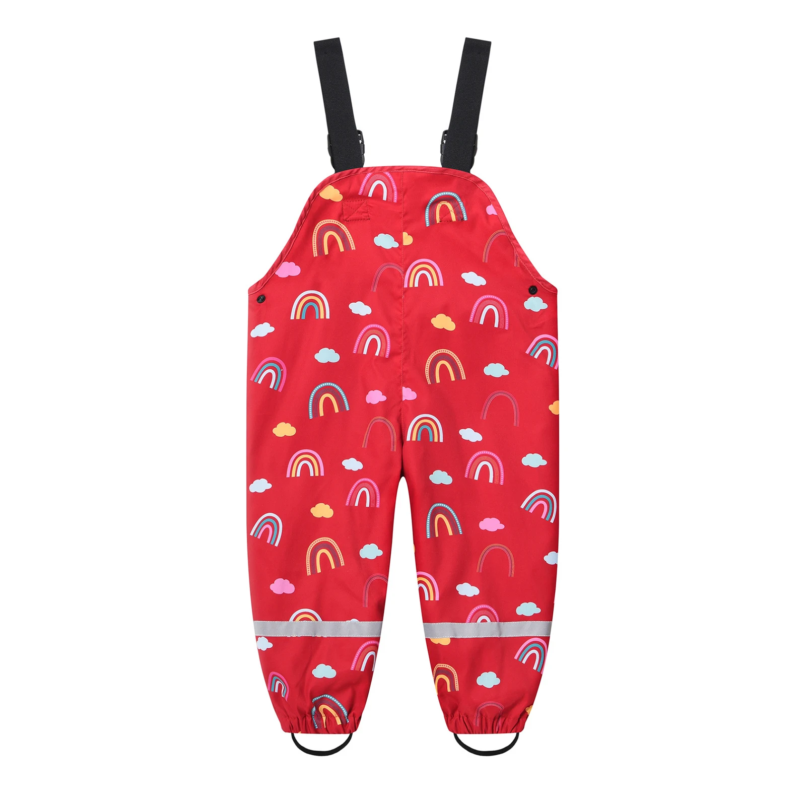 Kids Boys Girls Overalls Rain Pants Adjustable Printed Mud Dirty Proof Waterproof Dungarees Suspender Trousers Children Clothes