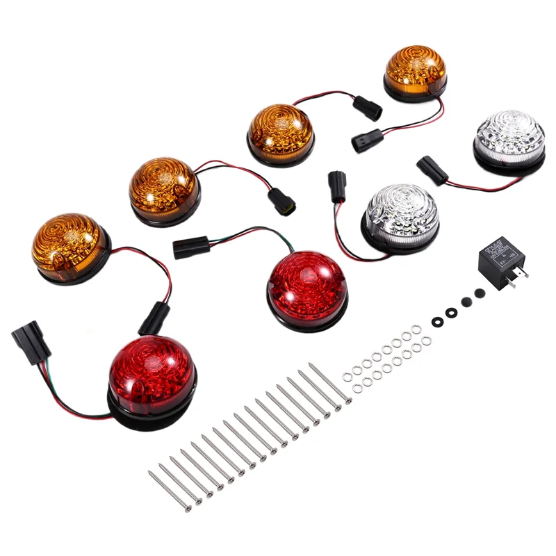 A02Q-LED أضواء خلفية المؤشر الأمامي والخلفي بدوره مصباح إشارة الجانب ماركر طقم مصابيح لاند روفر المدافع 90 / 110 1990-2016 #6
