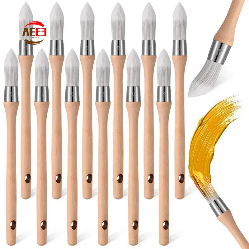 AEE3-12Pcs Trim Painting Tool Edge Clean Painting Tool Corner Paint Brush Round Small Paint Brushes Thin Trim Brush 28Cm