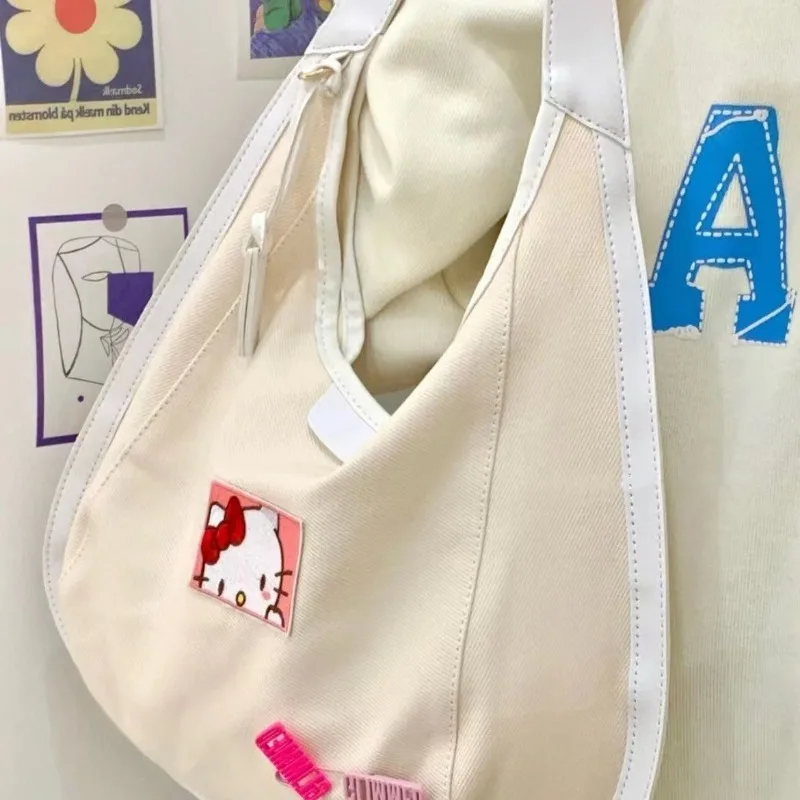 MBTI-Bolsa de ombro Hello Kitty para mulheres, fofa coreana, popular, sacola de grande capacidade, estilo universitário, bolsa feminina, moda