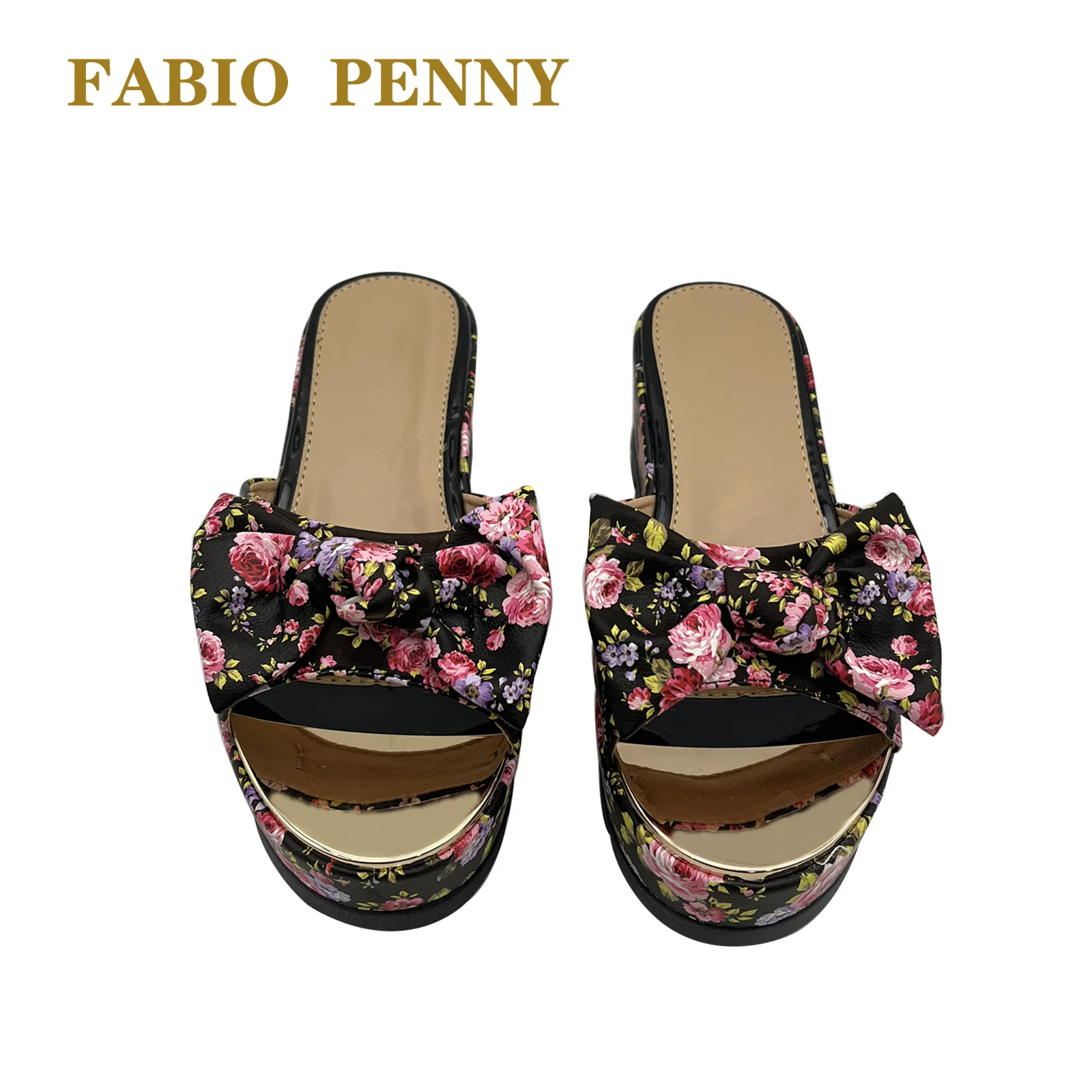 African Mama Fashion party platform Slippers floral bow design casual women\'s slippers