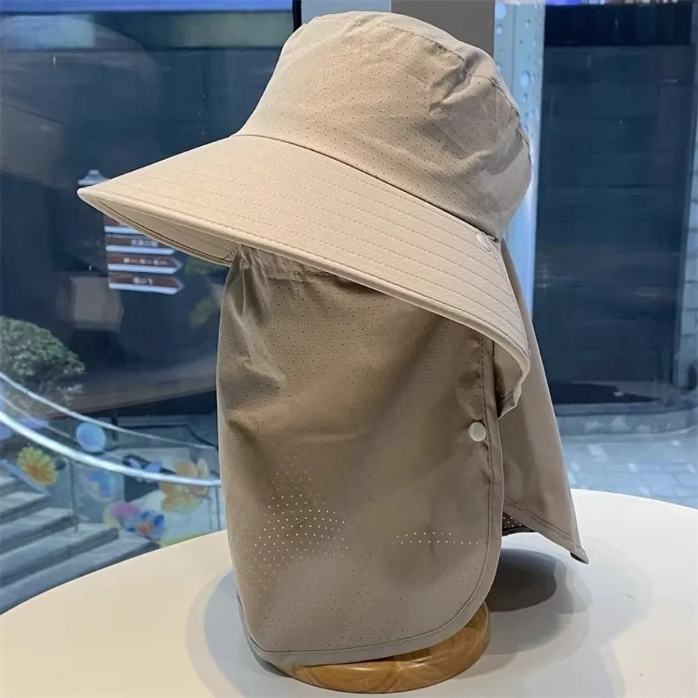

New Anti-UV Fisherman Hat Adjustable Wide Brim Sun Hat with Neck Protection Shawl 50+UPF Protection Bucket Hat Hiking Fishing