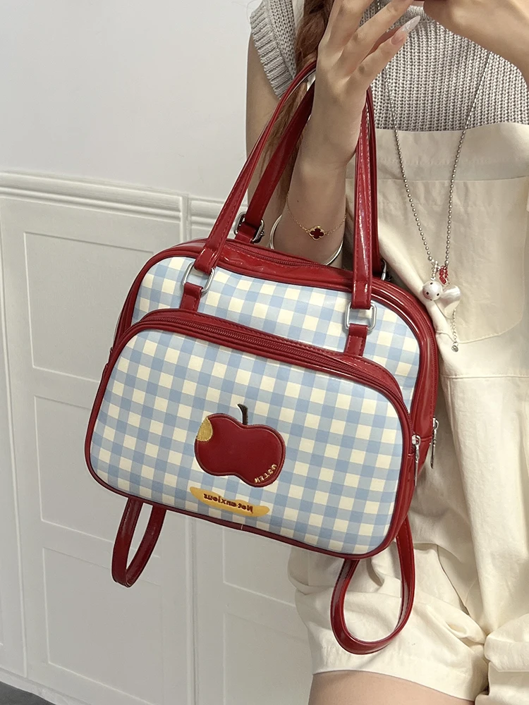 

Hit Color Plaid Apple Bag High Capacity Sac Femme New Simple Shoulder Bags for Woman Korean Cute Fashion Bolsos Mujer Bolso
