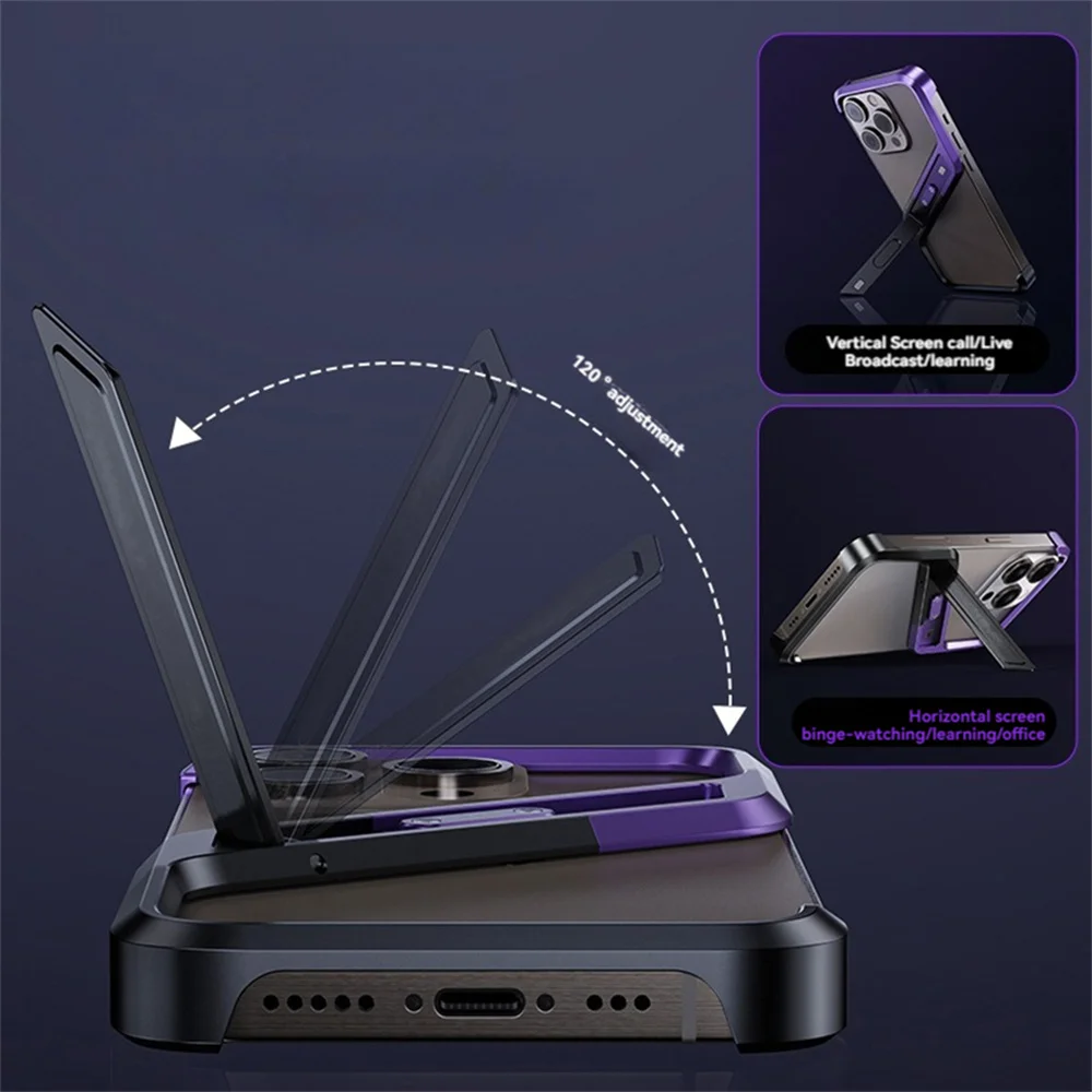 เคสโทรศัพท์สำหรับ IP 14/14 pro/ 15/15Pro การกระจายความร้อนโลหะ S BEZEL-LESS เคสขาตั้ง