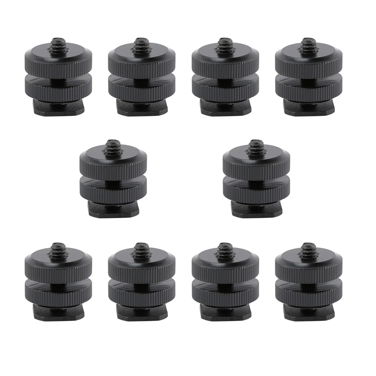 

10 Pcs Hot Shoe Adapter Tripod Screw to 1/4 Camera Double Layer Mount Flash Slot