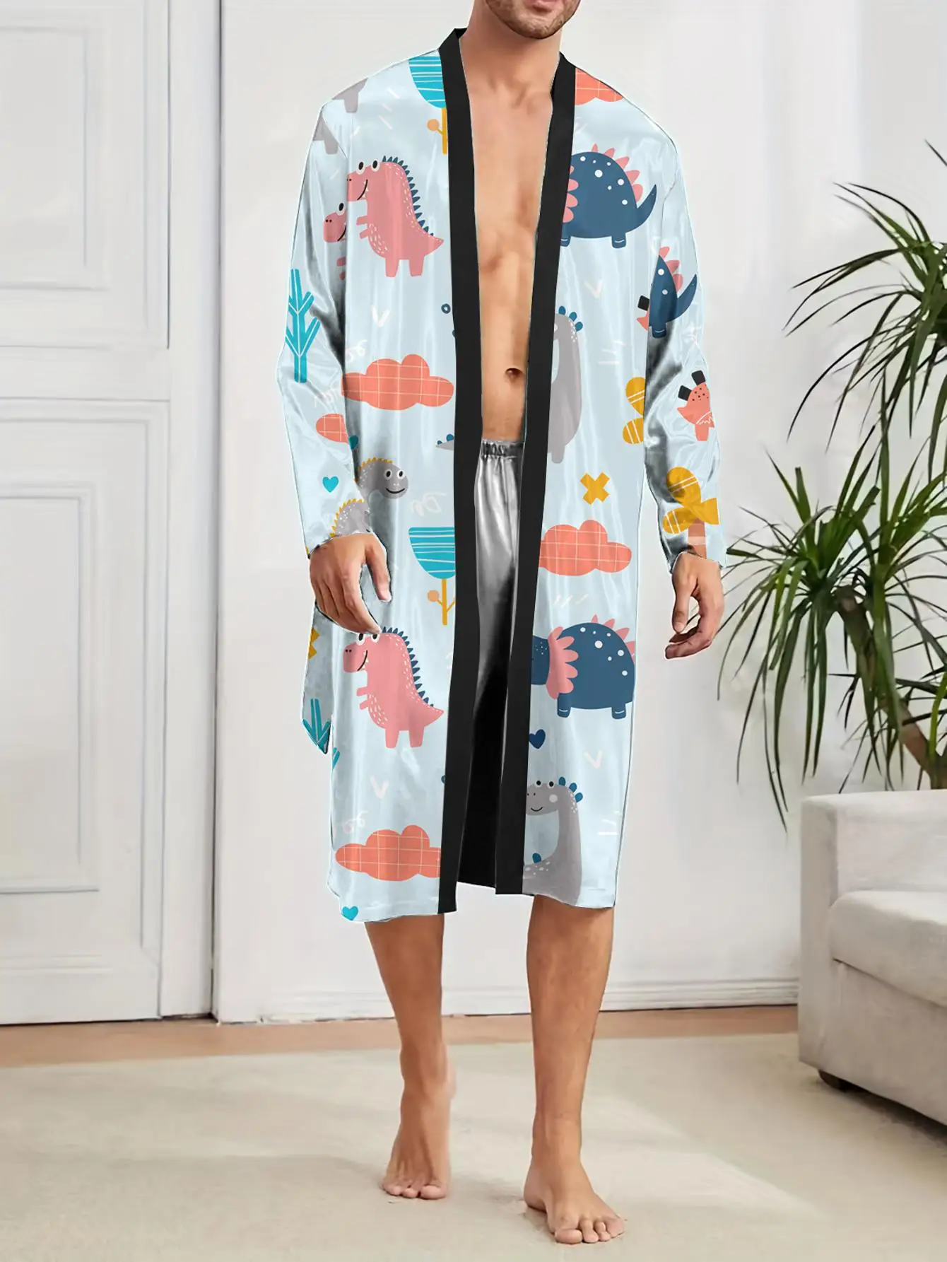 1pcs Men's Robes 2026 Spring/Summer sleepwear Breathable Bathrobe man Sleepwear Graphic 3D Printed Robe man Bathrobe men