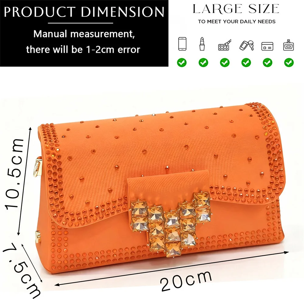 African Fashion Orange Ladies Matching Shoes and Bags Nigerian Best Sell Women's Pointed Toe High Heels Commuter Wearable view 5