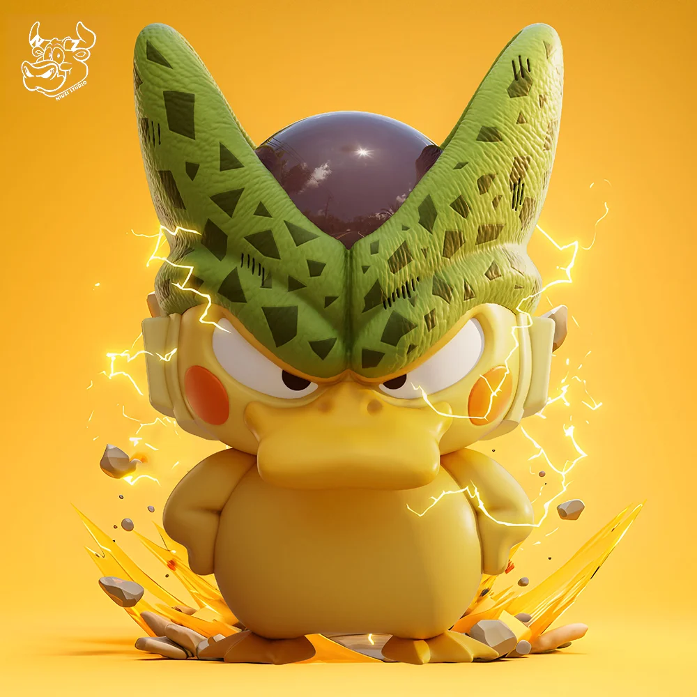 10-12cm Dragon Ball Z Cell Cosplay Psyduck Anime Figure Psyduck Cell Action Figure Toys Collection Q Version Halloween Gift Doll