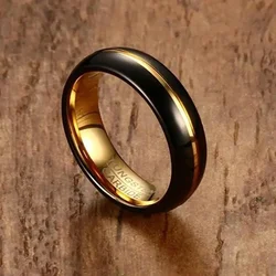 JHSL Tungsten Rings for Men Gold Color Black High Quality Fashion Jewelry Christmas Gift Size 6 7 8 9 10 11 12