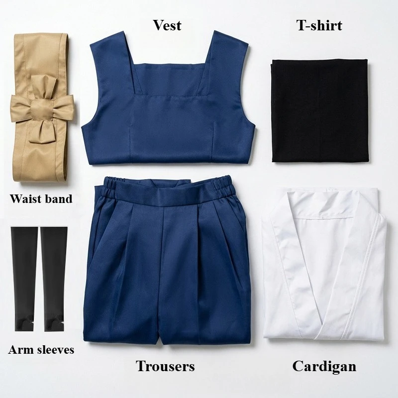Anime Gachiakuta Zanka Nijiku Hyo Cosplay Costume Adult School Uniform Wig Top Pants Vest Waist Band Suit for Halloween Carnival