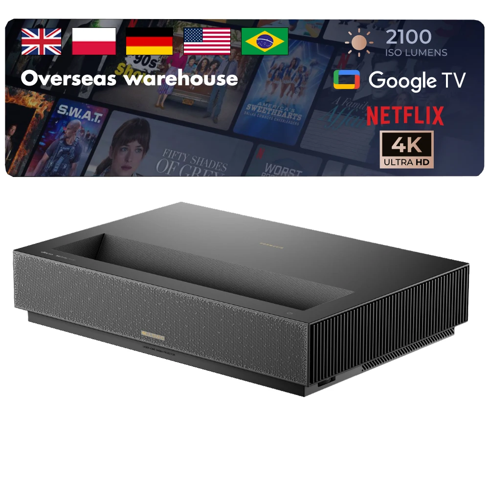 [الاتحاد الأوروبي متوفر] أفضل جهاز عرض سينما Edge Proyector 2100 ISO Lumens Google TV 4K UHD Ultra Short Throw DLP