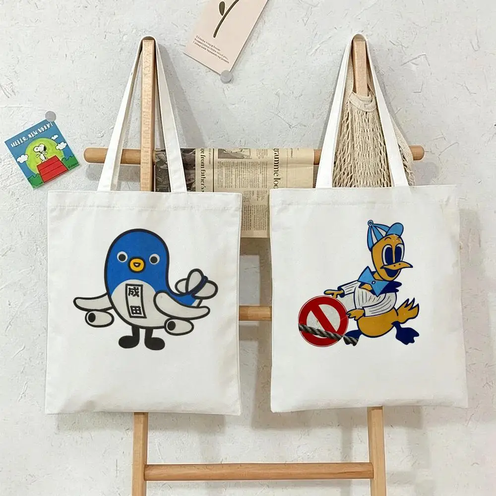Cute Vintage Mascot Storage Bags  Shopper Bags Handbags Canvas Shoulder Bags Woman Shopping Bags High Capacity