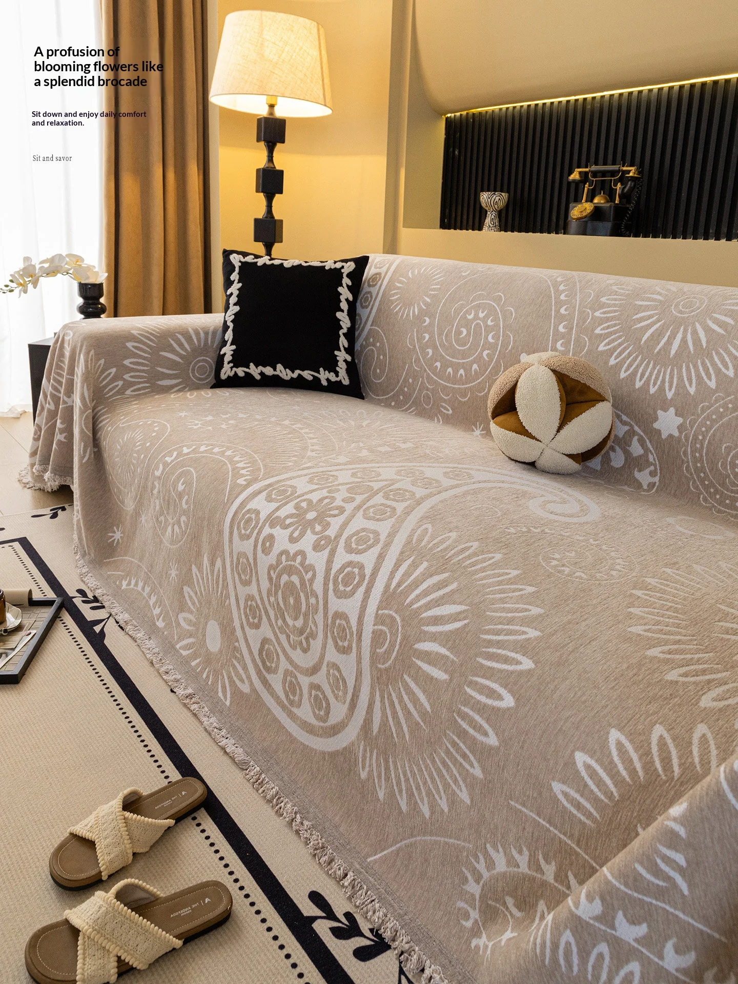 Sofa Cover Luxury Minimalist One Piece Chenille Sofa Protector Slip Resistant Cat Scratch Proof 2 3 4 Seater Couch Living Room