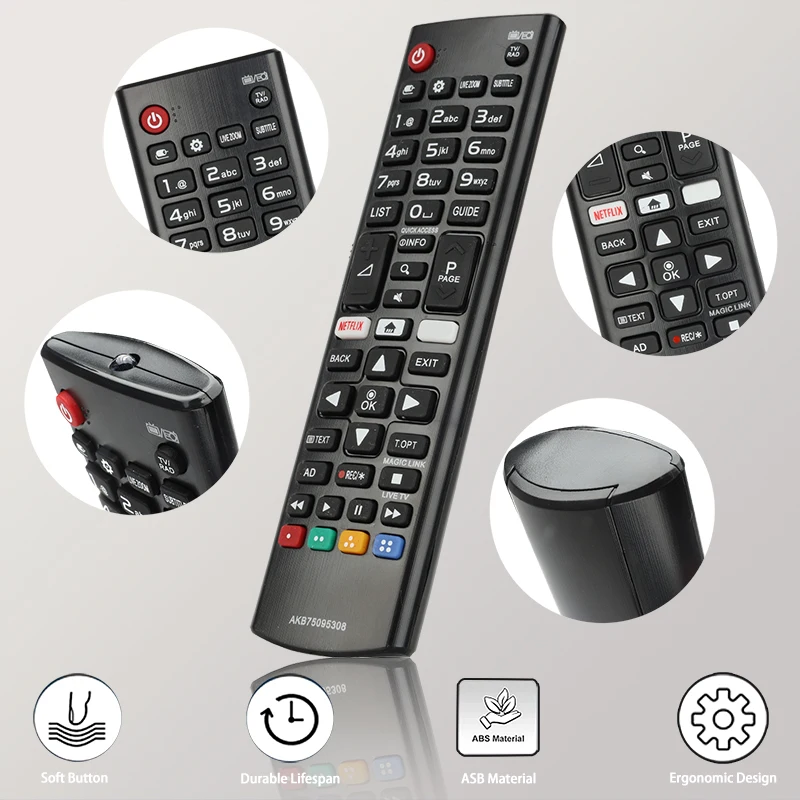 For AKB75095308 LG-Smart-TV-Remote-Control-Replacement With Netflix Button, For LG Smart TV 32LJ610V 43LJ614V 43UJ6307 43UJ6309