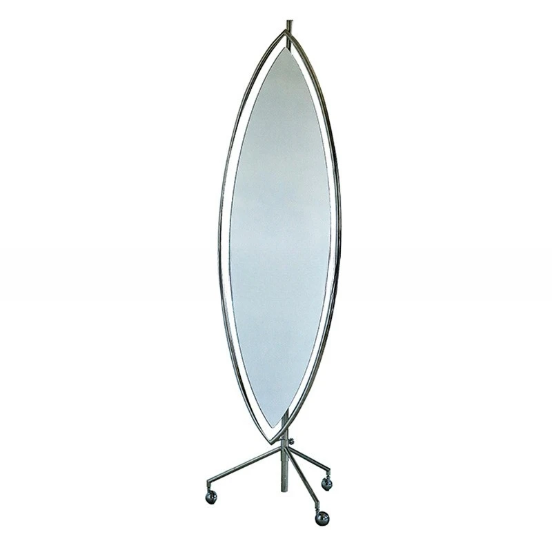 

Medieval stainless steel dressing mirror, shaped light luxury movable fitting mirror, sailboat surfboard floor mirror