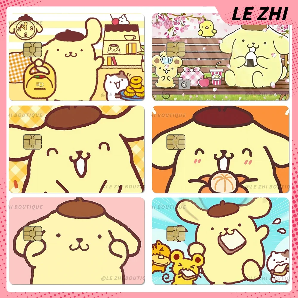 

Cartoon Funny Sanrio Pom Pom Purin Pvc Shining Love Credit Card Skin Stickers Diy Waterproof Small Chip Film Sticker Decoration