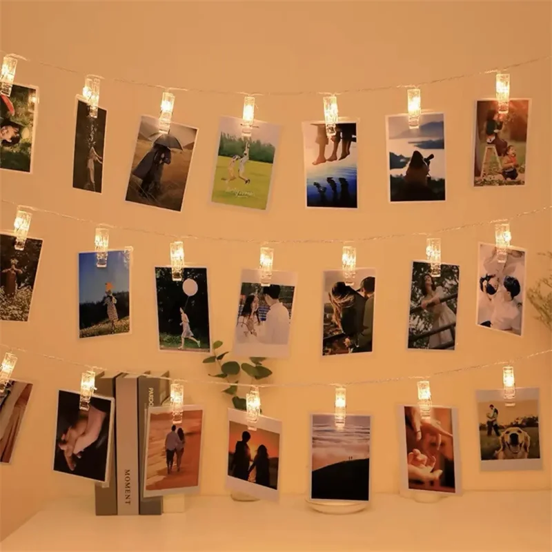 1.5M Fairy Lights with 10 Photo Clips Garland for Wedding New Year Christmas Decorations LED String Lights