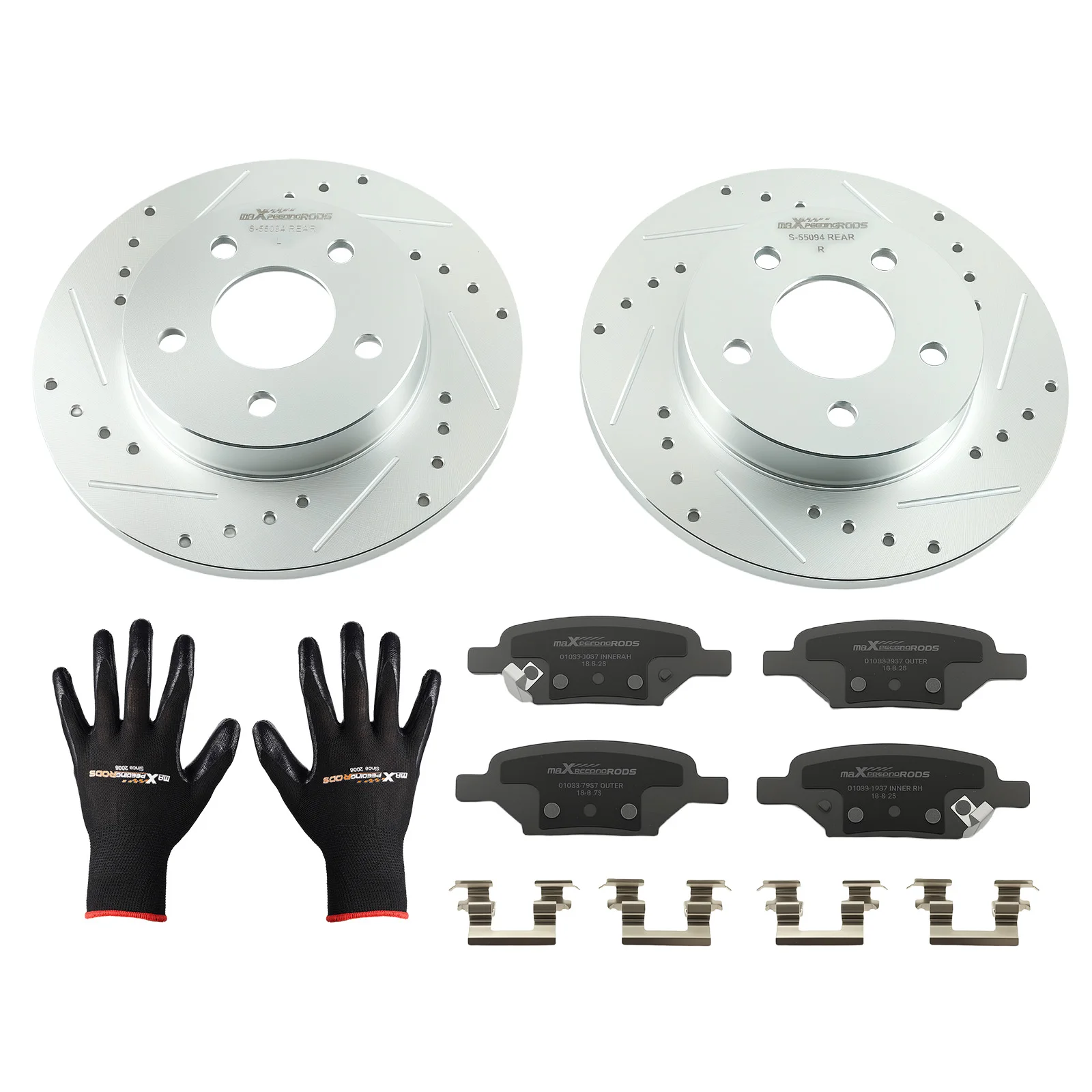 

Rear Drilled&Slotted Brake Rotors w/Ceramic Pads for Pontiac Pursuit 2006 P-1033