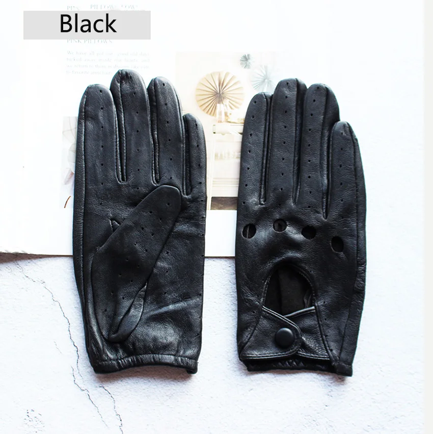 Women's Single-Layer Unlined Thin Driving Leather Gloves Hollow Style Outdoor Cycling Driver Gloves Free Shipping