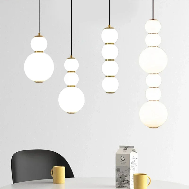 

Nordic Modern Creative Pendant Lights String Glass Balls Lampshade Bedroom Restaurant Gourd Creative Personalized Bar Chandelier
