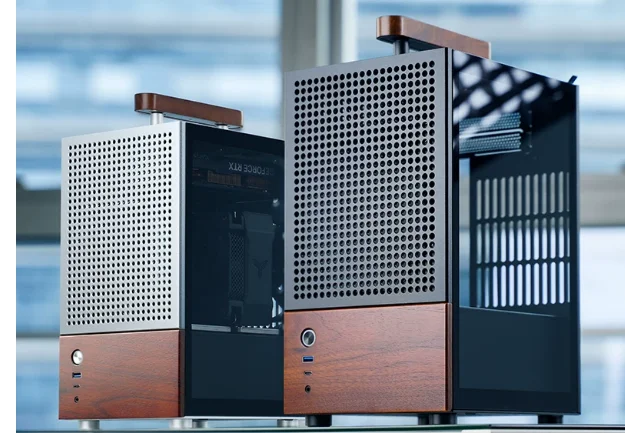 ITX chassis T6 aluminum alloy steel plate glass side air-cooled walnut handle decoration