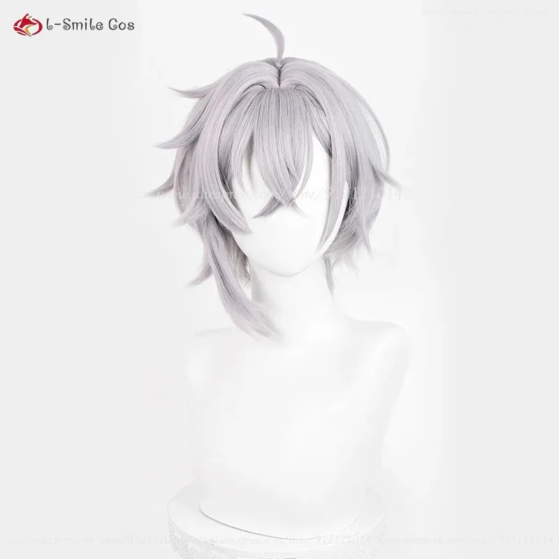 Peluca Moze Cosplay 30cm peluca gris plateada Moze Anime Cosplay pelucas de Anime pelo sintético resistente al calor pelucas Unisex de Halloween