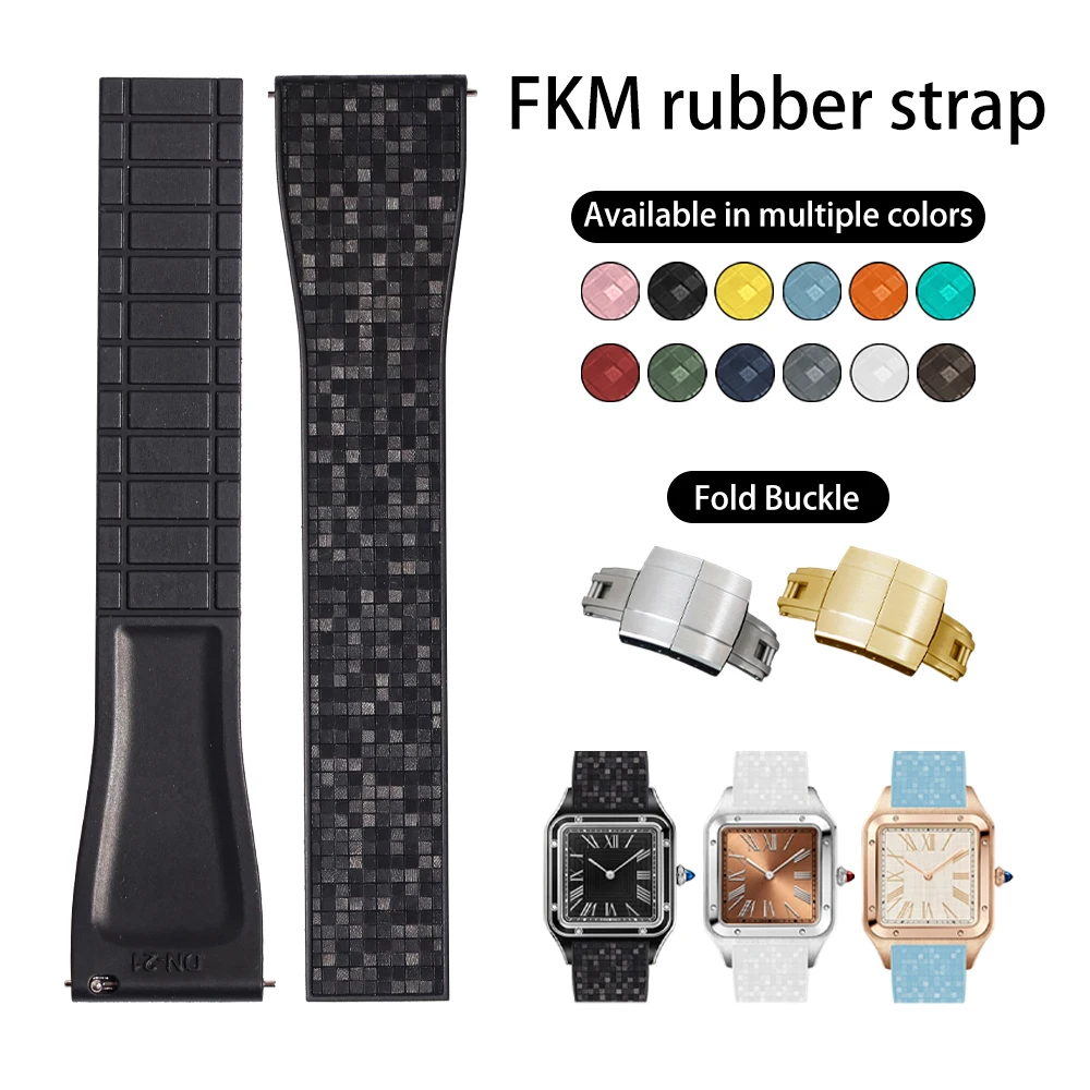 Mosaic CTS Watch Strap 20mm 21mm 22mm Quick Release Spring Clasp Buckle Diver For Rolex Daytona Cartier FKM Rubber Watch Bands