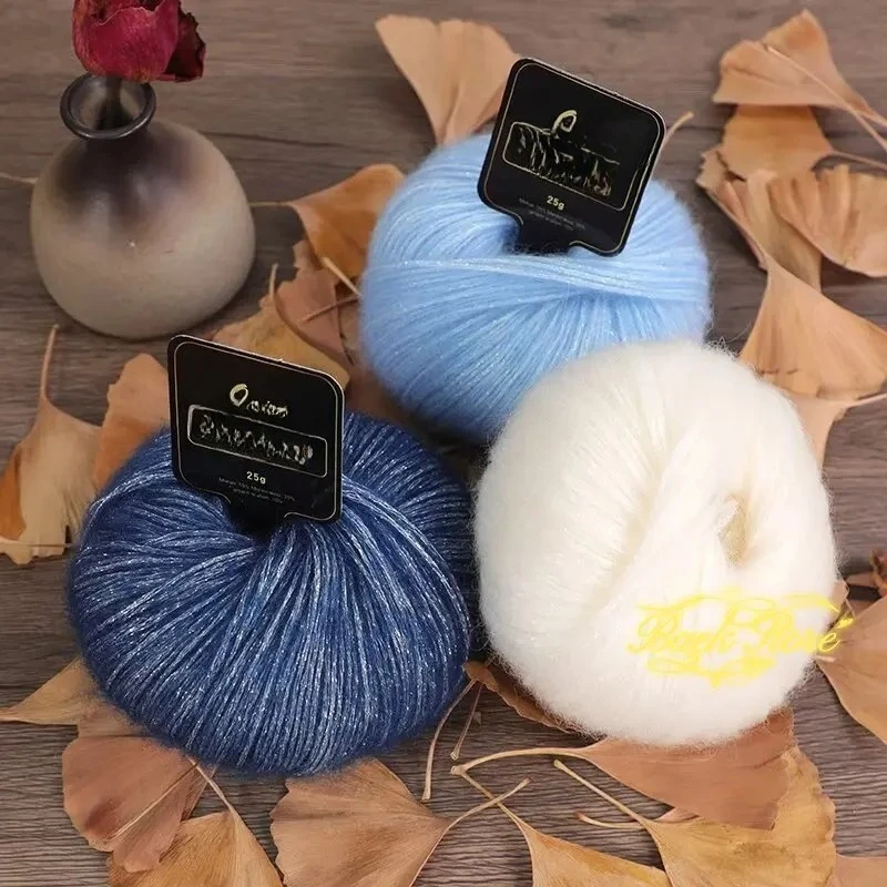 1Pc 25g Metallic Mohair Yarn for Hand Knitting Acrylic Crochet Yarn Wool Knit Line Sweater Scarf Hat Crocheting Threads Knitting