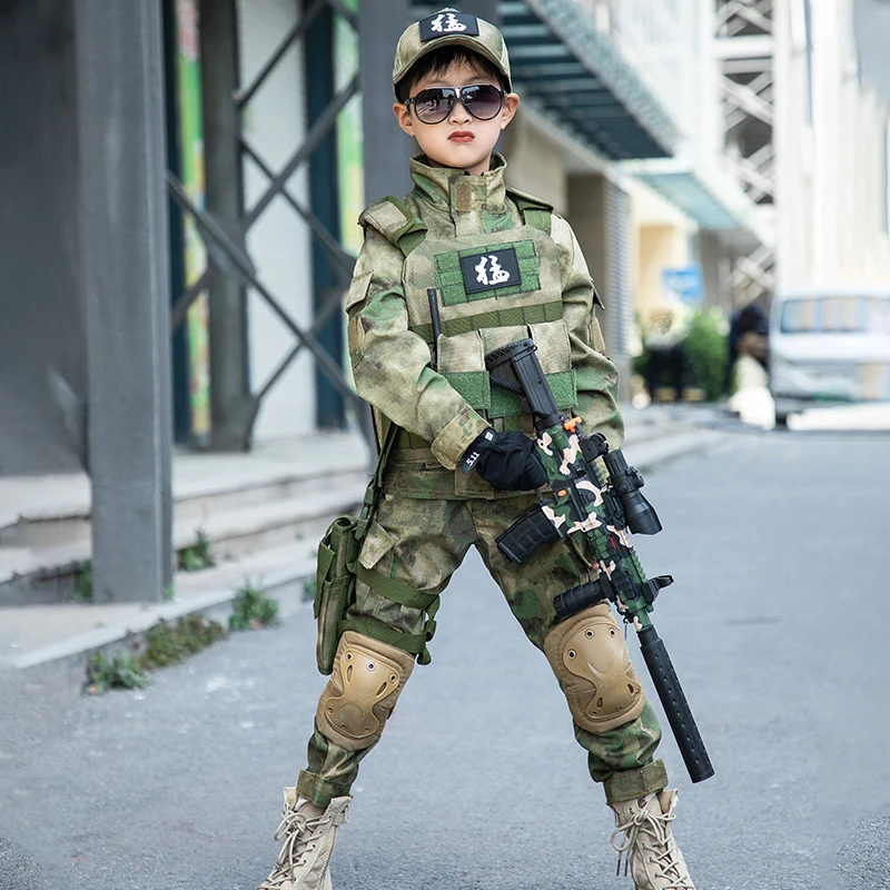 Soldier Outfit for Kids Army Suit Kid Size 11 Year Old Boy Special Forces Costume for Kids Camouflage Kind Leger Outdoor Combat