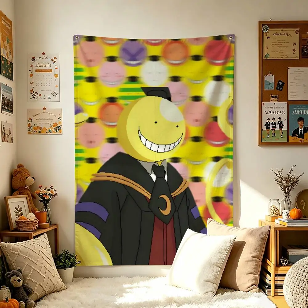 Cute Koro-sensei A-Assassination c-Classroom Home Decor Vertical Flag Indoor Hanging Decor for Bedroom Background Tapestry Wall