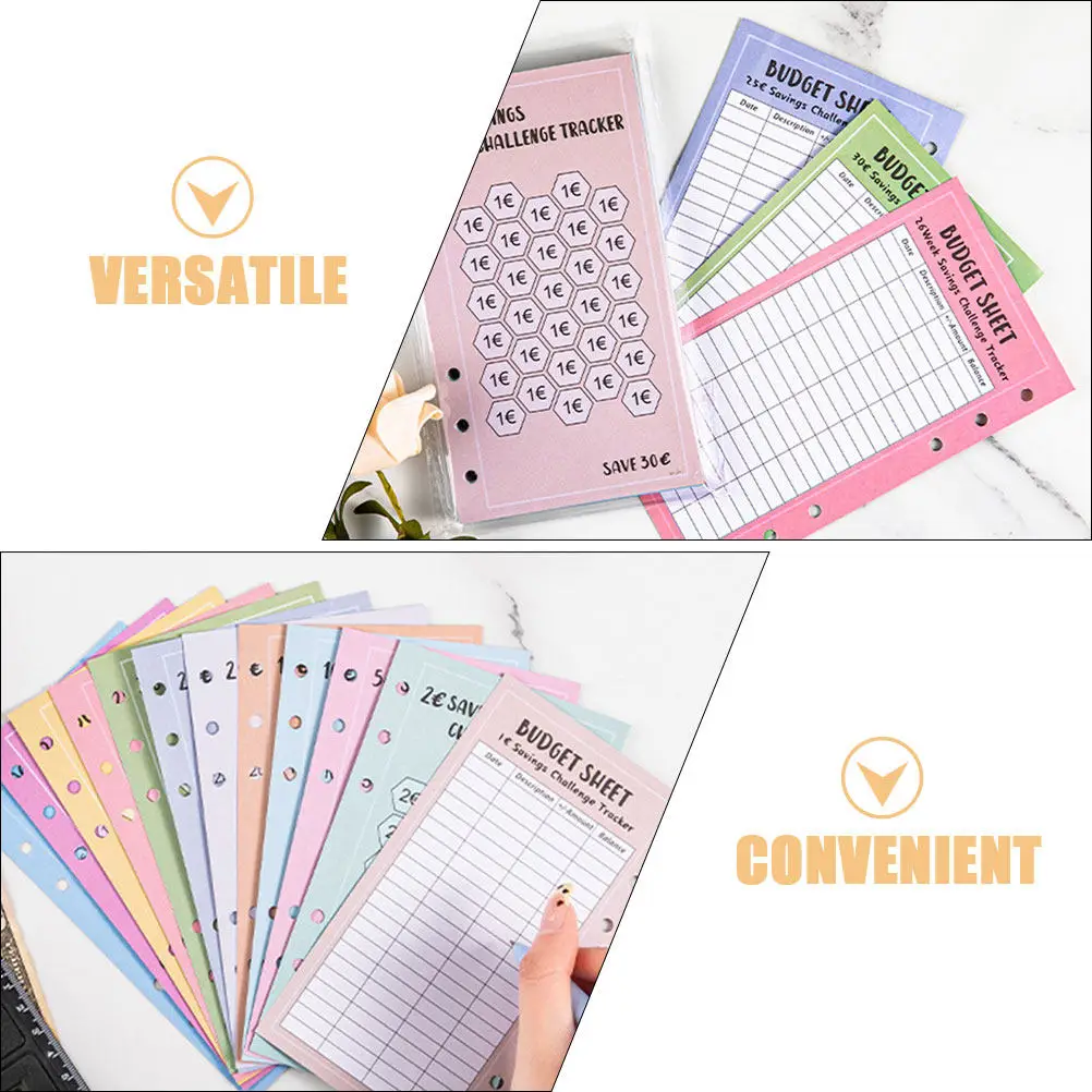 

48Pcs Euro Saving Envelopes 6-Hole A6 Binder Envelopes for Money Saving Tracker System Binder Cash Envelops 6-Ring Cash Envelops