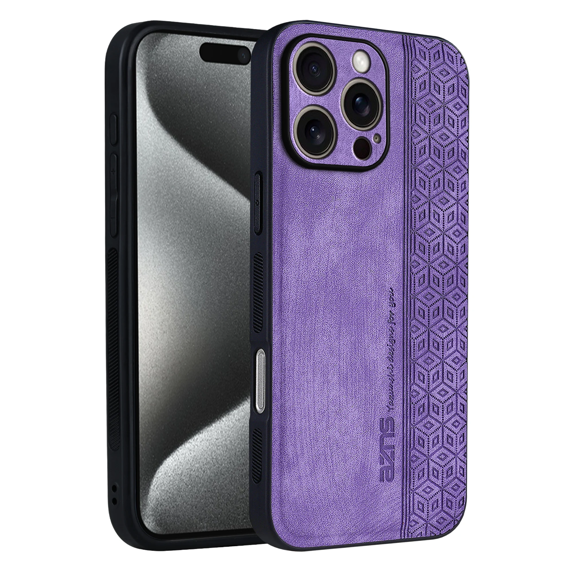 

AZNS Luxury 3D Embossed Leather Case for iPhone 16 Pro Max 16 Plus 16 Pro 16 Skin Feel Soft Edge Rugged Bumper Back Cover Funda