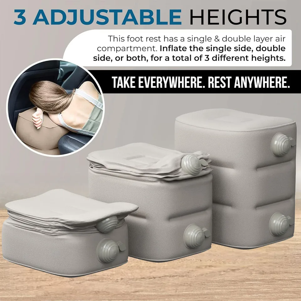 

Built-in Pump Inflatable Footrest Pillow For Air Travel Adjustable Height Car/airplane Function Pillows Positioners