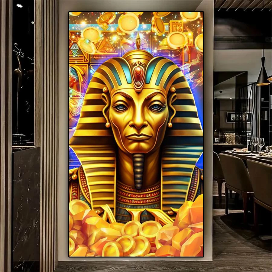 Egyptian Diamond Painting Big Size Egypt Legacy Gold Coin Full Rhinestone Drill Mosaic Embroidery Anubis Icon Picture Wall Decor