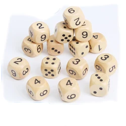 20pcs/set Wood Point Digital Dice 16mm Dice Set Wooden Cubes Round Coener Number Dice For Kid Toys Board Games DIY