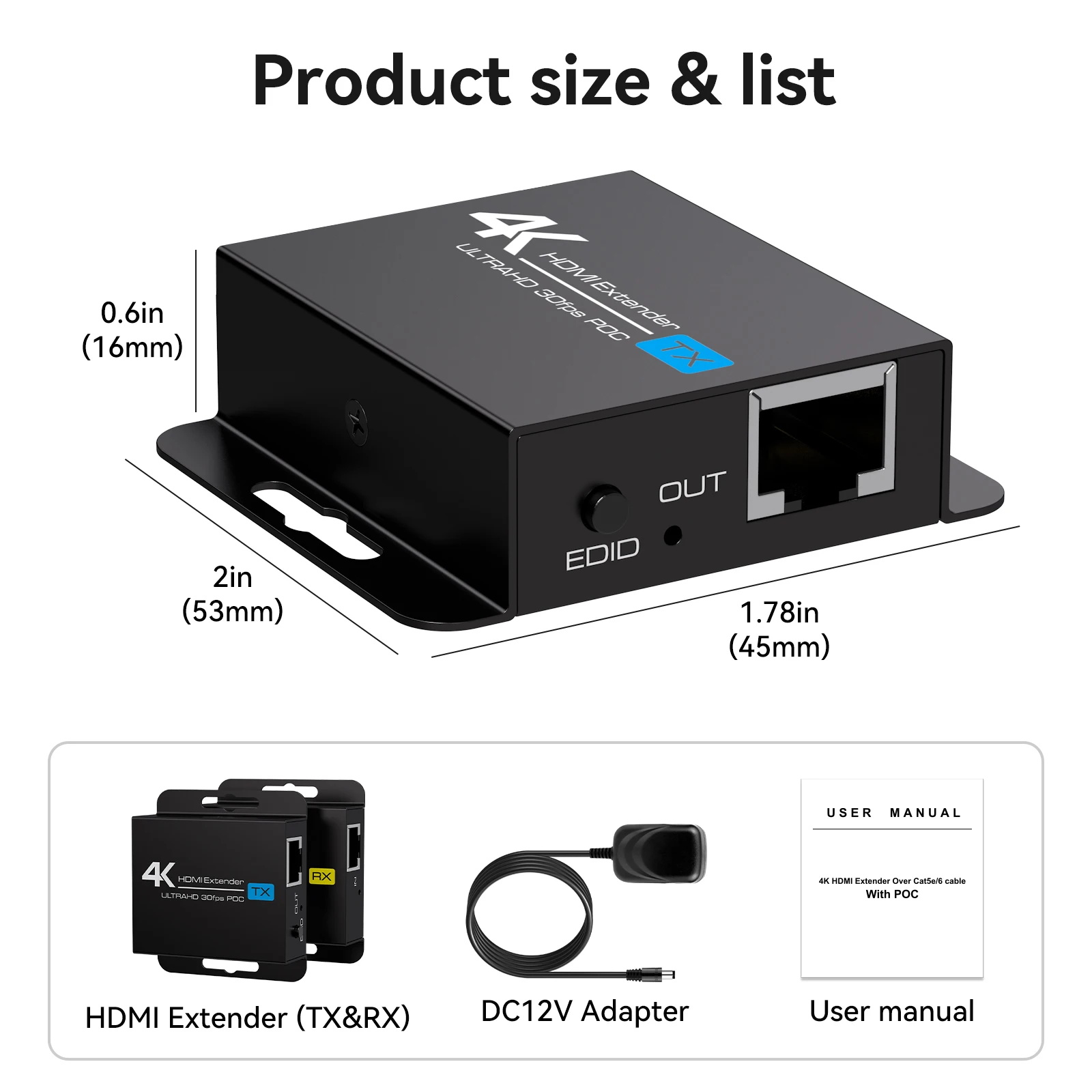 HDMI extender up to 131feet with 1080P 60m rj45 hdmi erthernet adapter