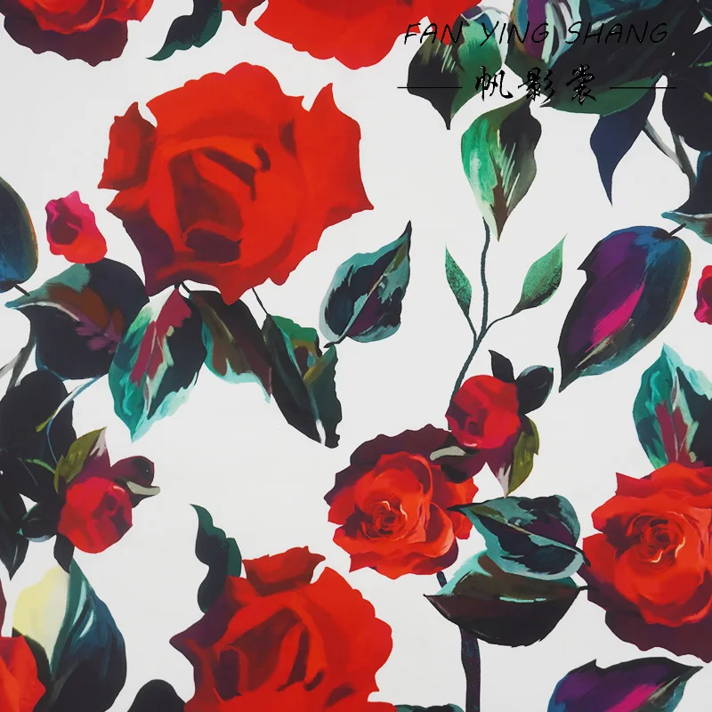 2025 نسيج القطن الرقمي الوردي الأحمر لفستان قميص تنورة Telas Para Costura Tissus Couture ткан مادة القماش الخياطة لتقوم بها بنفسك #1