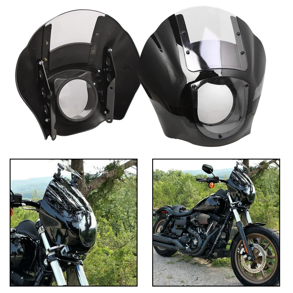 

Motorcycle Black Quarter Front Headlight Fairing Windscreen For Harley Sportster XL 883 XL1200 Dyna 1988-Later