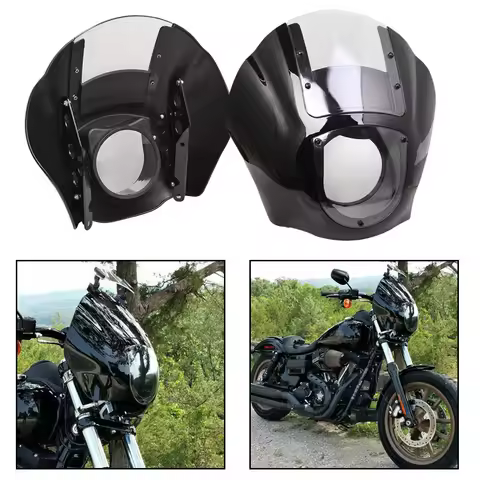 Motorcycle Black Quarter Front Headlight Fairing Windscreen For Harley Sportster XL 883 XL1200 Dyna 1988-Later