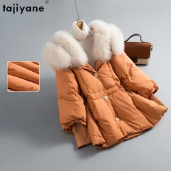 Tajiyane Winter Coats for Women 2023 Casual 90% White Goose Down Jacket Fox Fur Collar Mid-length Parkas Chamarras Para Mujer