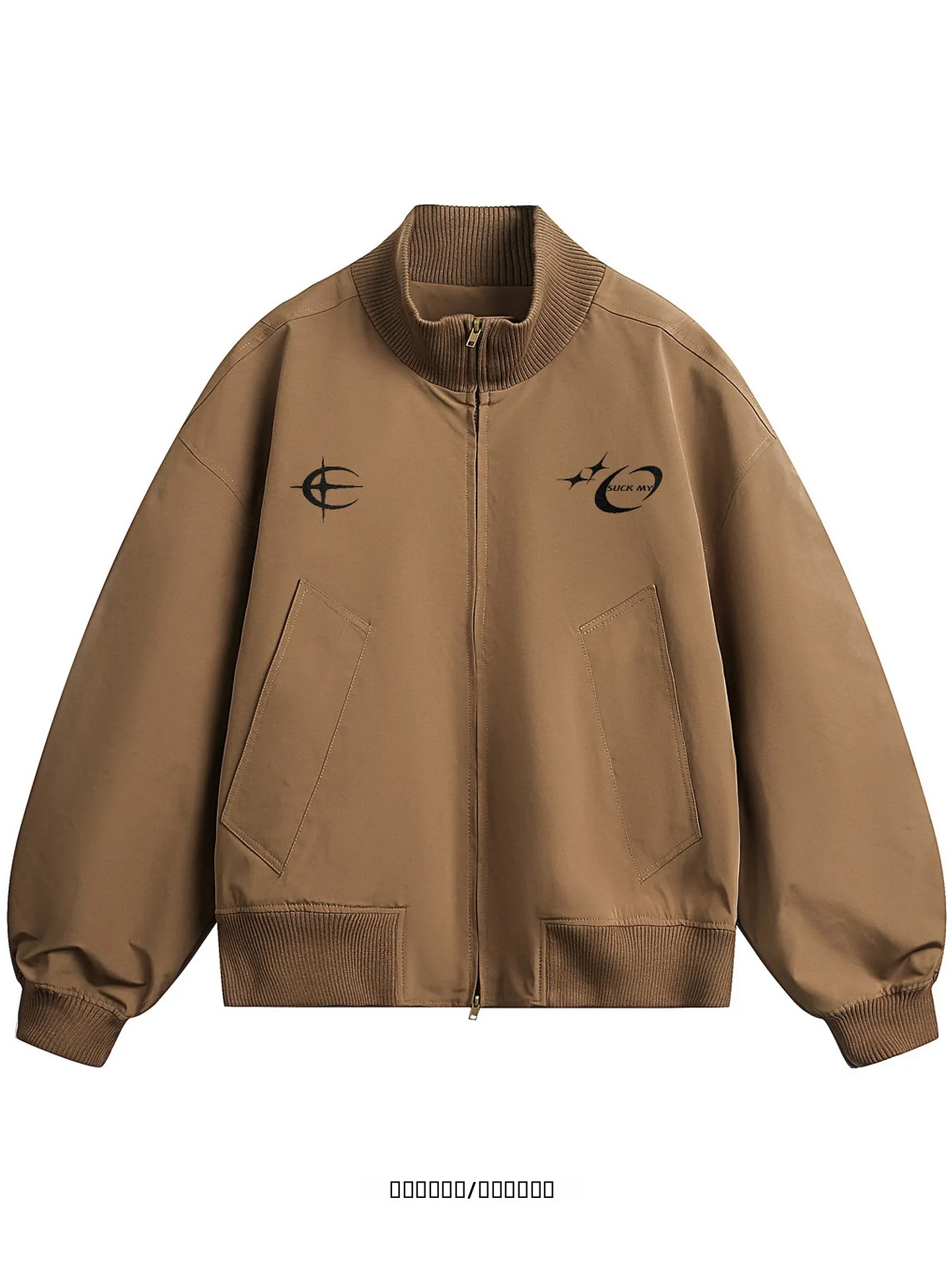 

Свободная куртка в уличном стиле с воротником-стойкой и буквенным принтом, повседневная верхняя одежда для подростков, осень-зима, полиэстер