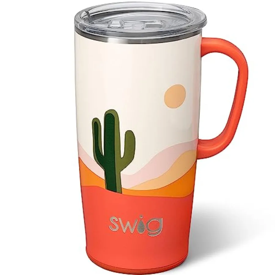 

Travel Mug, Insulated Tumbler with Handle and Lid, Cup Holder Friendly, Dishwasher Safe, Stainless Steel, Travel Coffee Cup, In