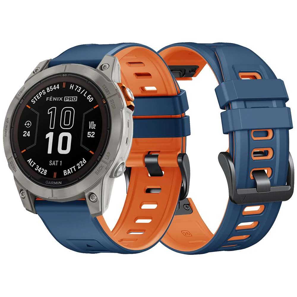 

Двухцветный мягкий силиконовый ремешок uhgbsd для Garmin Fenix 7X Pro QuickFit, 26 мм, ремешок для часов Epix Gen 2 51 мм, ремешок для часов