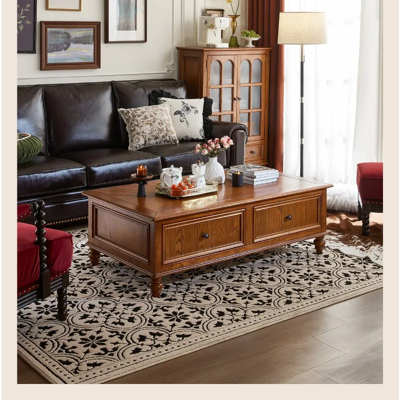 furniture solid wood coffee table TV cabinet combination living room household suitable for  Style decoration