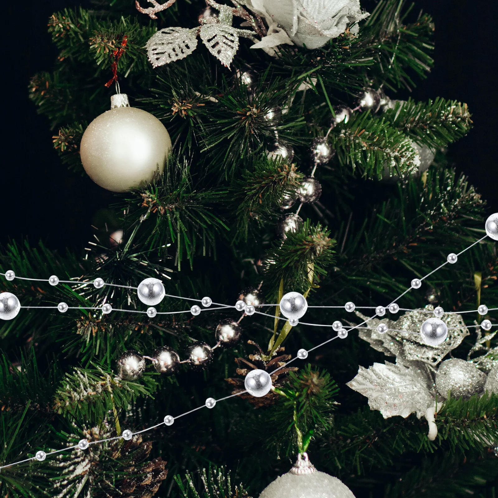 

1 Roll Pearl Bead Roll Strand Artificial Pearls Beads Chain for Christmas Beads Garland DIY Home Holiday Decor