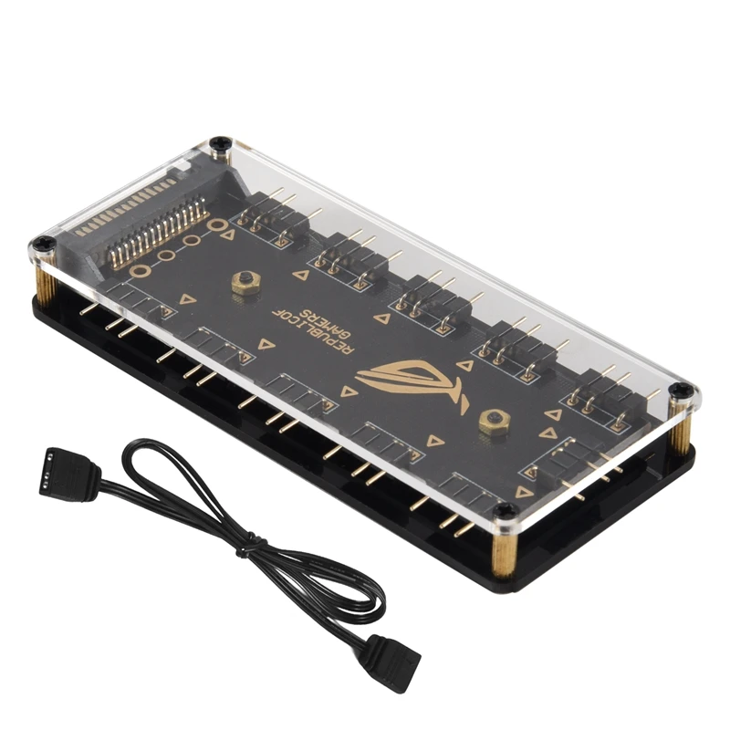 5V 3Pin RGB LED Splitter Hub de 10 portas com cabo de extensão de 50CM 3Pin, perfeito para muitos RGB