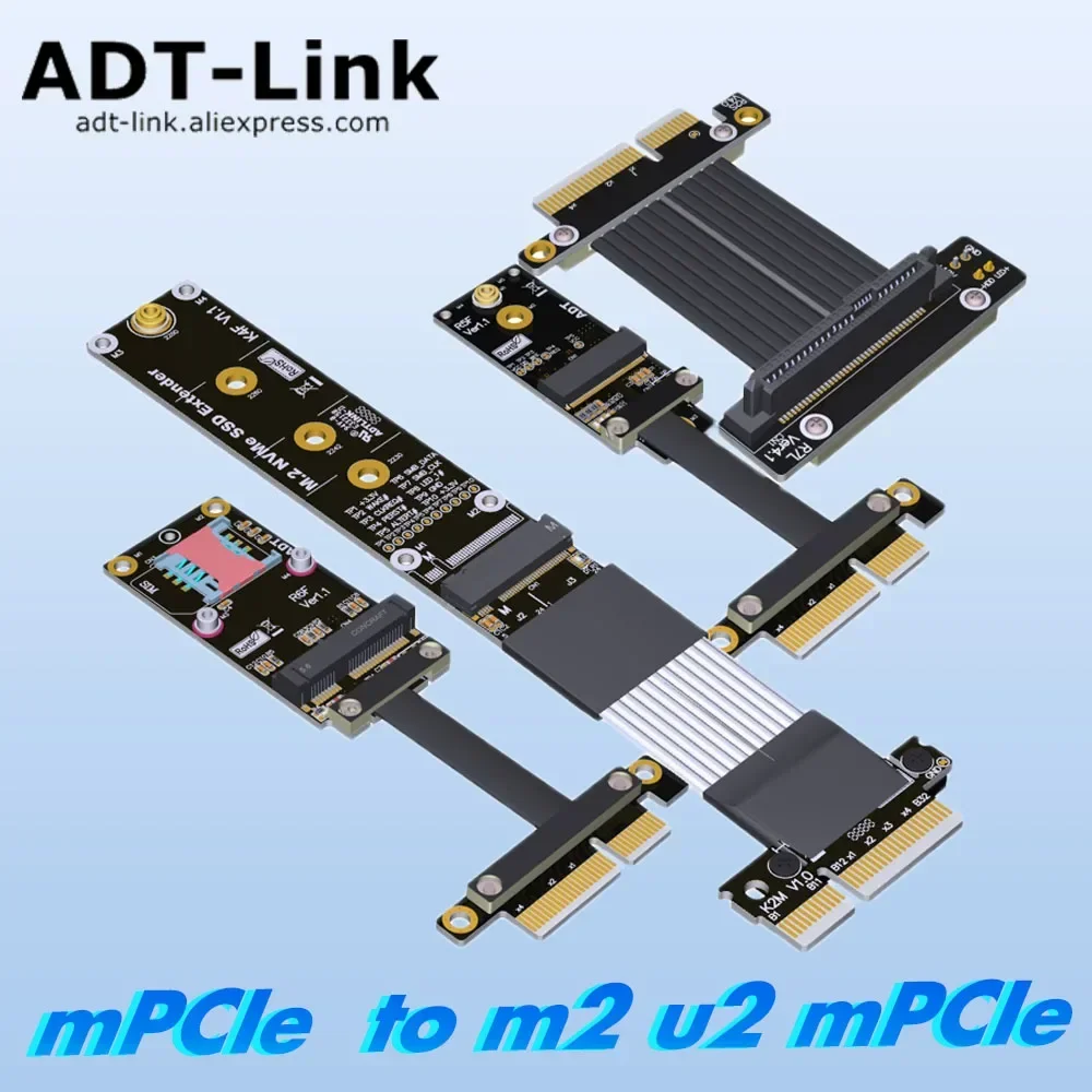 

ADT Mini-PCIe to U.2 M.2 Network Riser Cards SFF-8639 Adapter M-Key A.E Key NGFF mPCIe M2 Extension Cable for Laptop Motherboard